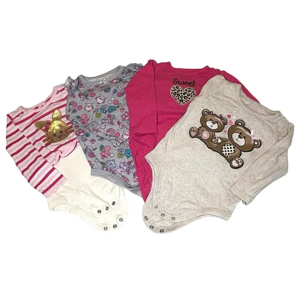 Baby Girl 18M Long Sleeve Bodysuit Bundle - 4 pieces